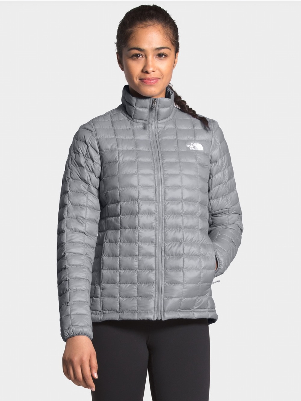 The North Face Women's Mid Gray matte thermoball quilted Puffer Jacket small